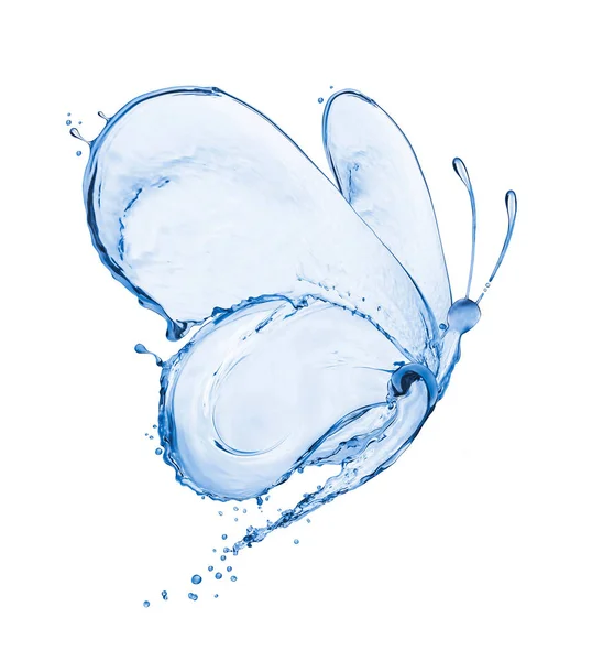 Butterfly made of water splashes isolated on white background — Stock Photo, Image