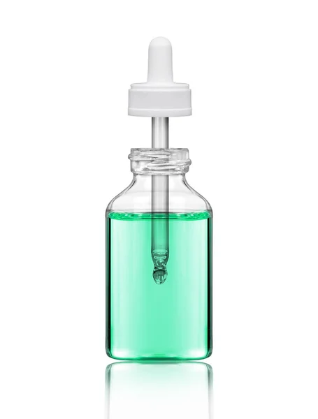 Kosmetyczne Butelki z pipety na białym tle — Zdjęcie stockowe