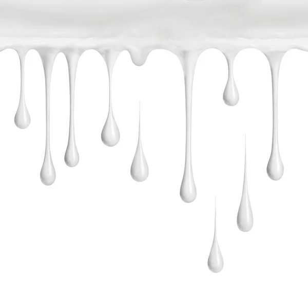 Creme branco ou gotas de leite no fundo branco — Fotografia de Stock
