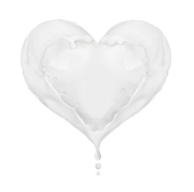 Krem beyaz arka plan üzerinde bir kalp şeklinde su sıçramalarına 