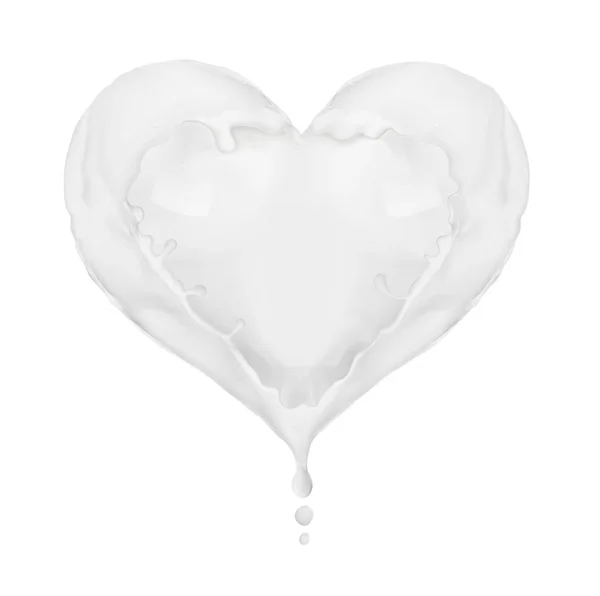 Splashes of cream in the shape of a heart on white background — Stock Photo, Image