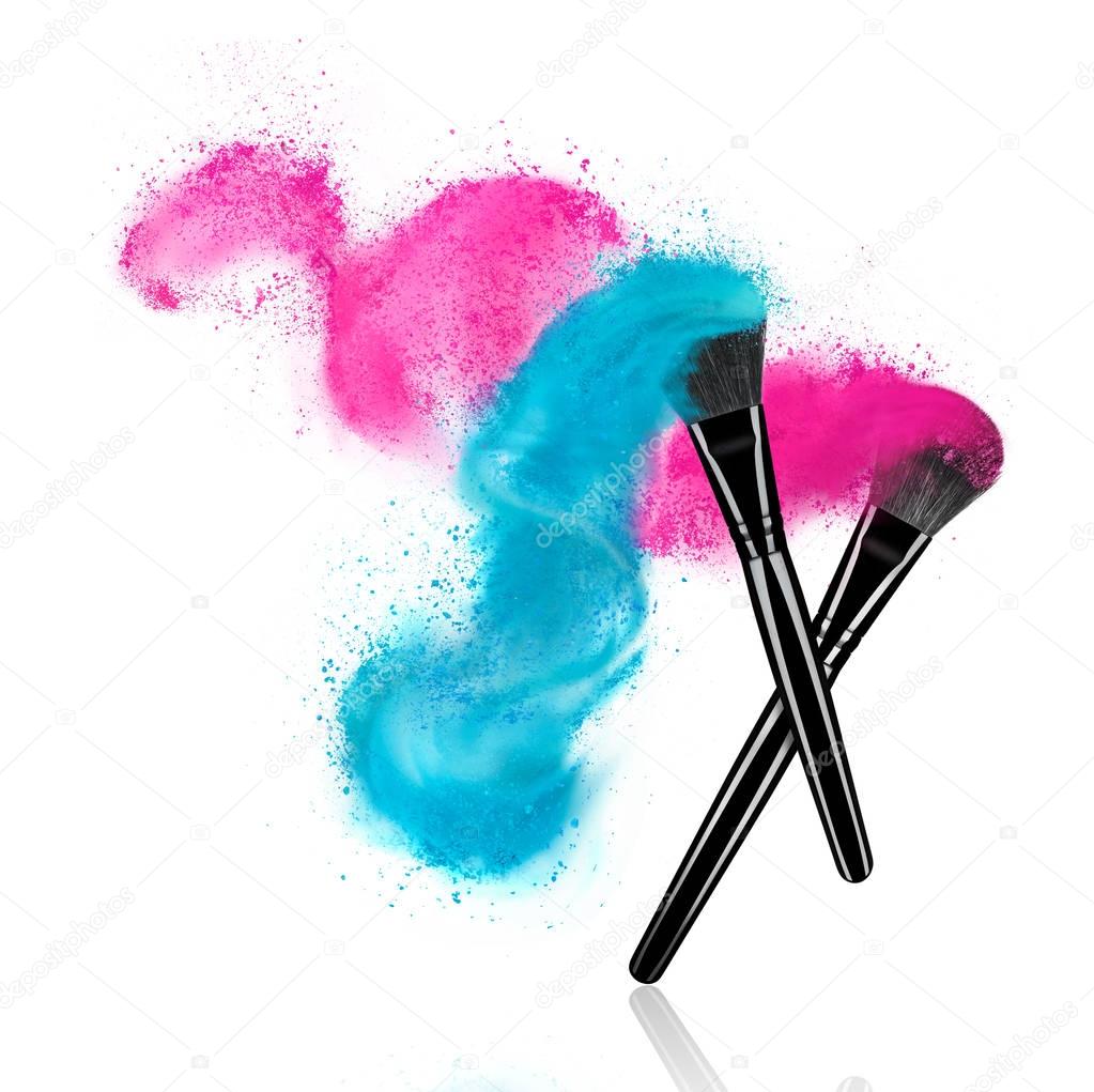 Make up brushes with powder splashes 