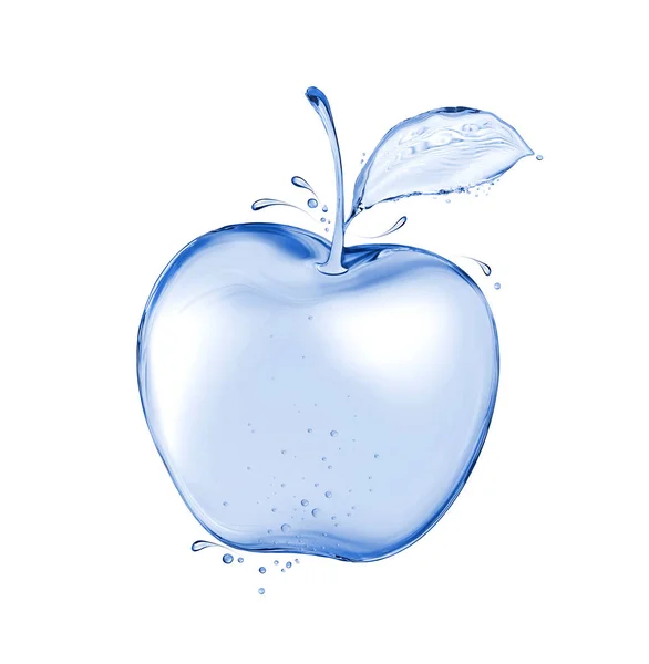 Apple z kroplami składa się z wody. Obraz koncepcja na białym tle — Zdjęcie stockowe