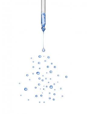 Beyaz zemin üzerine düşen ile damlalık Close-Up damla 