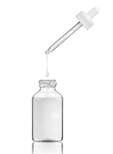 Cosmetic bottle with pipette and bottle with cream — Stock Photo, Image