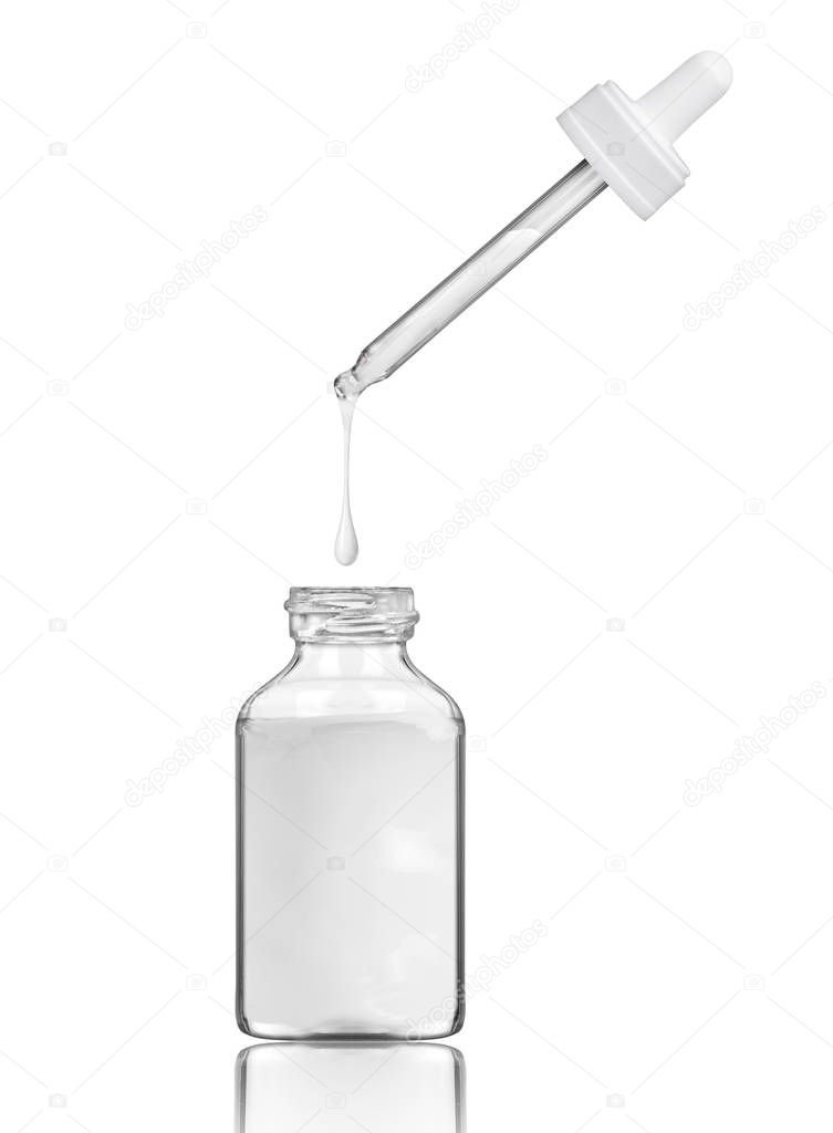 Cosmetic bottle with pipette and bottle with cream