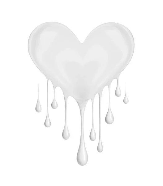 Splash de leite ou creme na forma de um coração — Fotografia de Stock