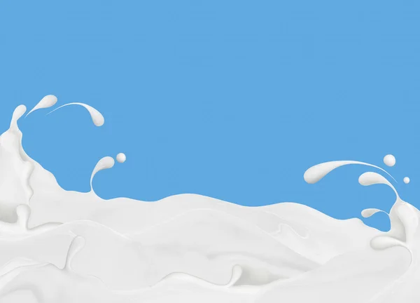 Mavi arka plan üzerinde süt sıçraması. Süt Nehri, kavram görüntü. — Stok fotoğraf