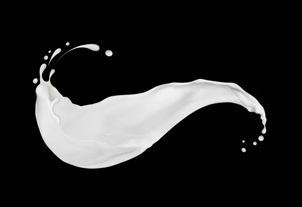 Splashes de creme ou leite close-up em fundo preto — Fotografia de Stock