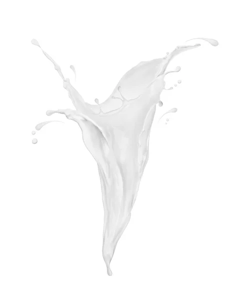 Абстрактні бризки молока крупним планом на білому тлі — стокове фото