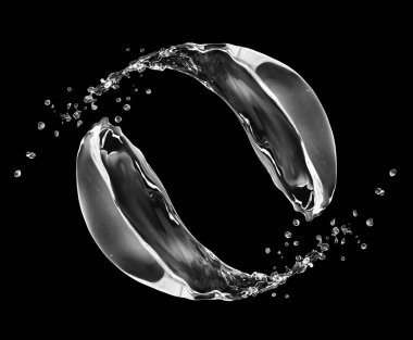 Siyah arka plan üzerine hareket su sıçramalarına