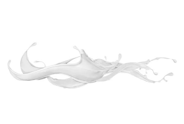 Salpicos abstratos de leite ou creme no fundo branco — Fotografia de Stock