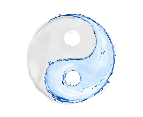 Simbolo Yin Yang fatto di spruzzi d'acqua e crema cosmetica — Foto Stock