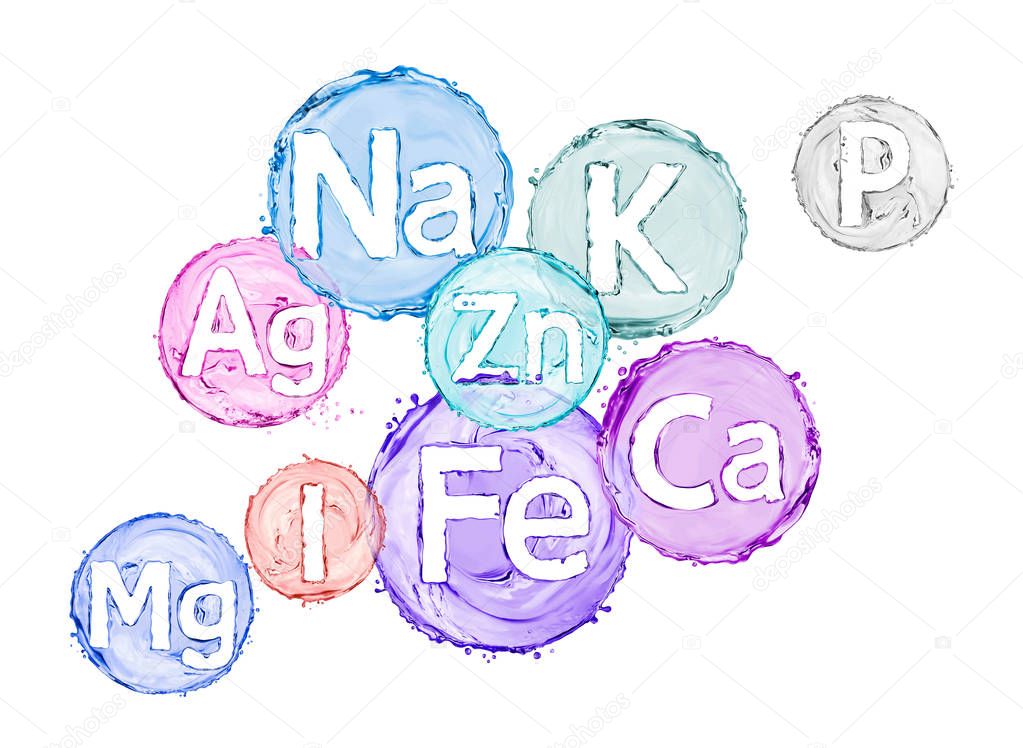 Group of chemical minerals and microelements. 