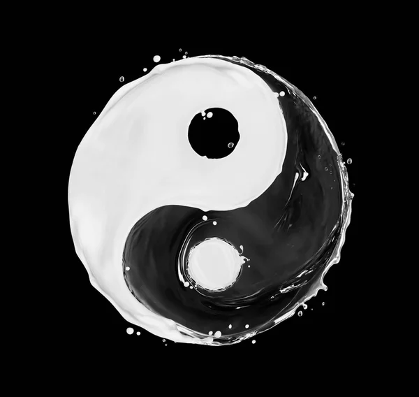 Symbole Yin Yang fait d'éclaboussures d'eau et de crème cosmétique — Photo