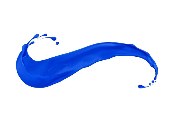 白い背景に分離された青い塗料の飛散 — ストック写真