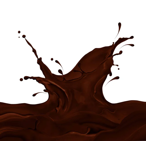 Splashes de chocolate escuro isolado no fundo branco — Fotografia de Stock