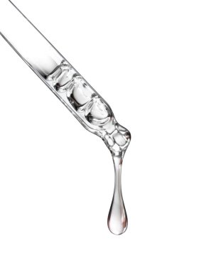 Bir damla ile kozmetik pipet beyaz arka plan üzerinde kapat 