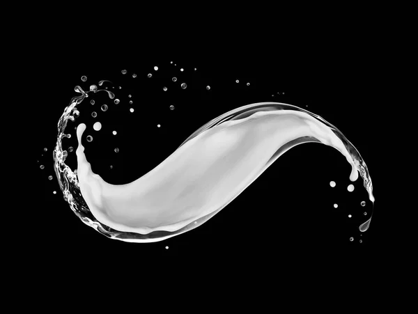 Splashes of cream with fresh water close-up on black background — Stock Photo, Image