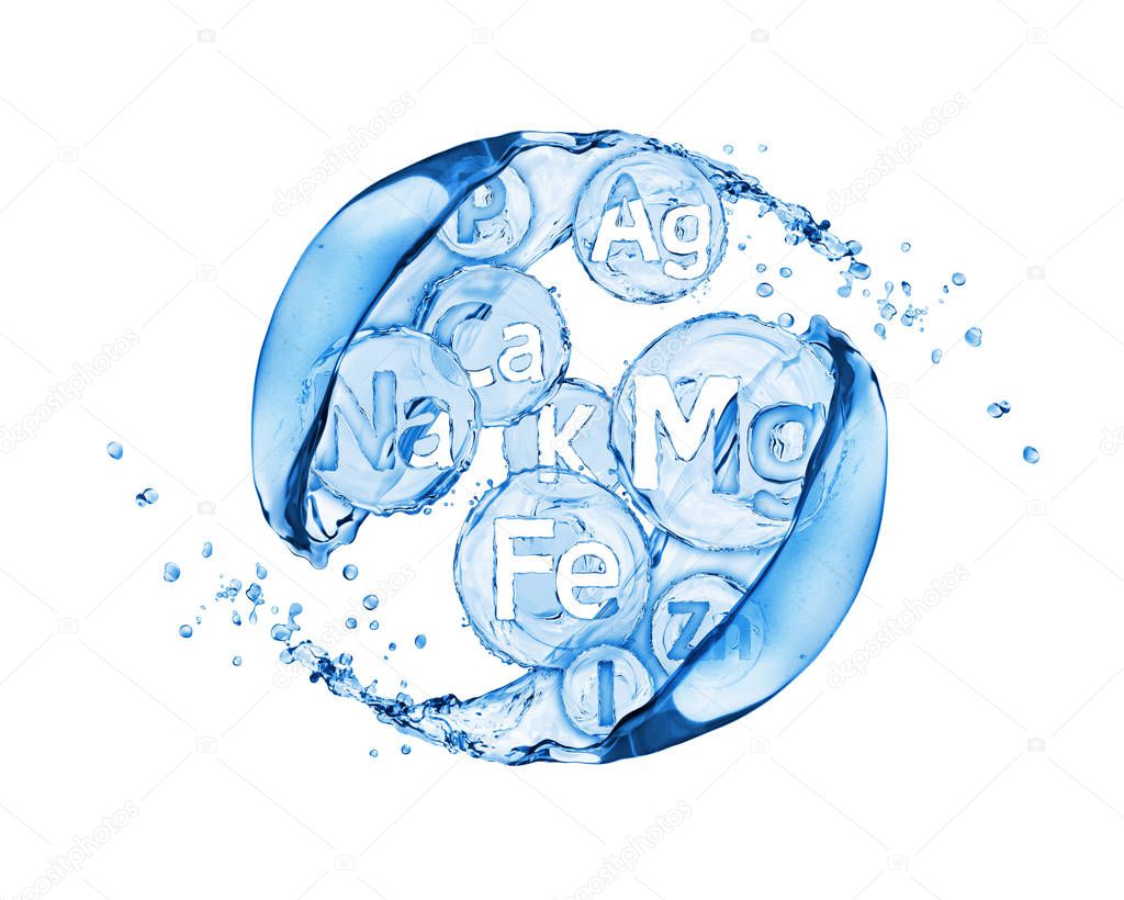 Abstract image of group of chemical minerals and microelements 