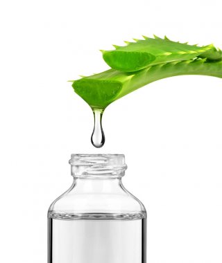 Özü aloe vera bitki damlar kozmetik şişe içine üzerinden