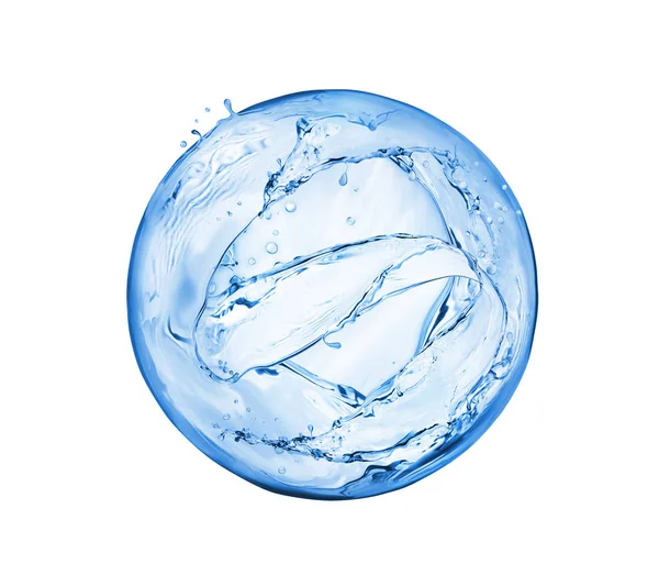 Esfera redonda feita de água isolada sobre fundo branco — Fotografia de Stock