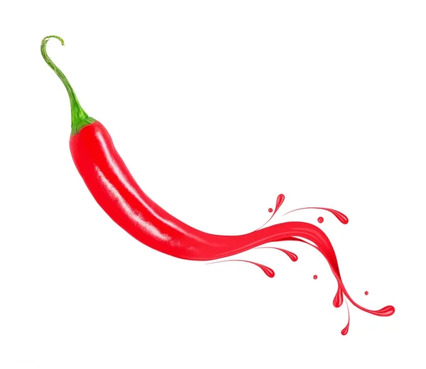 Färsk chili paprika med stänk och droppar färg — Stockfoto