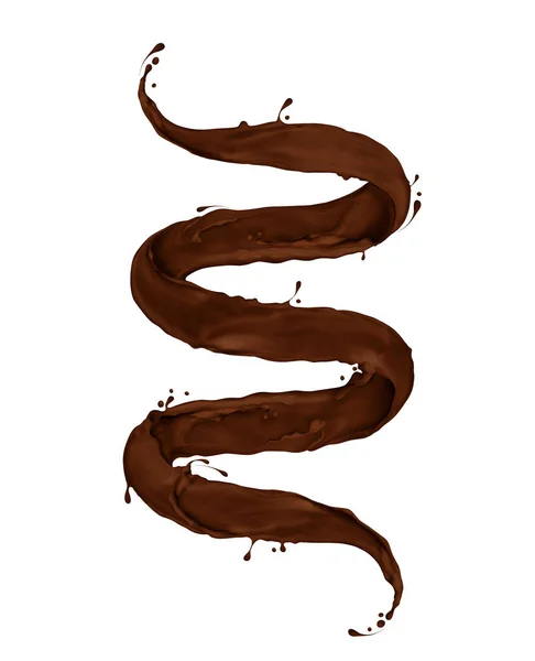 Çikolata sıçramalarına bir spiral şeklinde bükülmüş — Stok fotoğraf