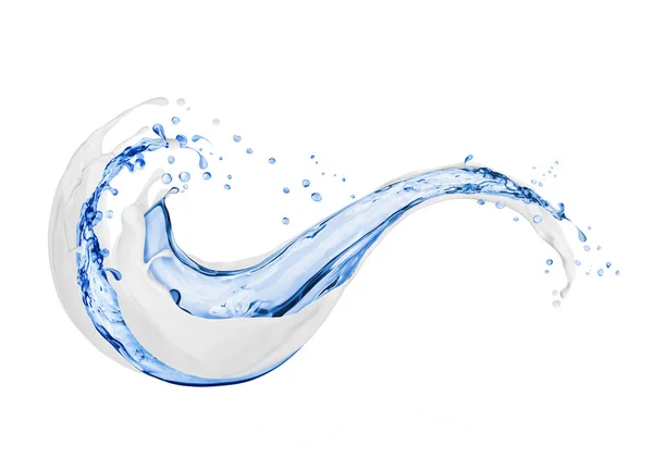 Splashes of cream with splashes of fresh water close-up on white — Stock Photo, Image
