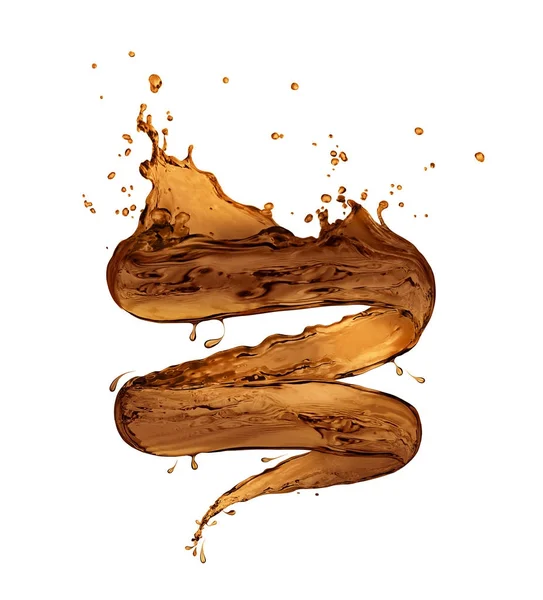 Coffee splashes in a swirling shape on white background — Stock Photo, Image