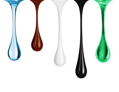 Set farklı Uzatılmış damla close-up, üzerinde beyaz izole 