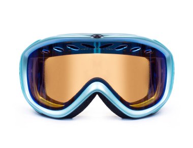 Beyaz arka plan üzerinde izole Kayak veya snowboard maskesi Portre 
