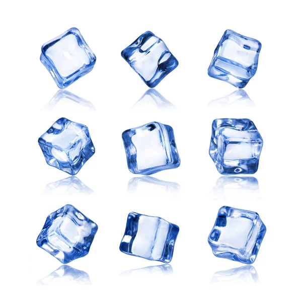 Set of ice cubes isolated on white background Royalty Free Stock Photos