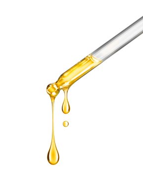 Beyaz bir kozmetik yağı yakın çekim kozmetik pipet ile damla 