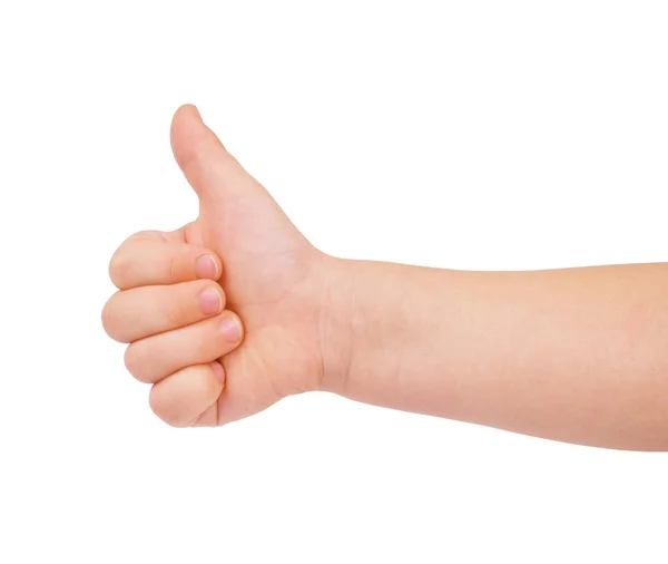 Child's hand showing a sign class, isolated on white background — Stock Photo, Image