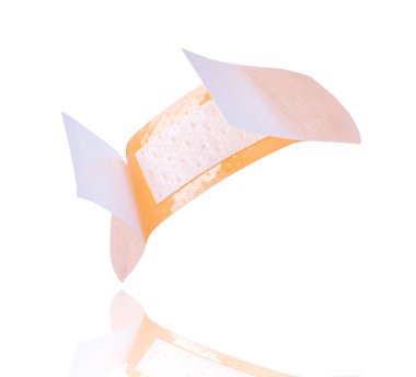 Açık tıbbi yapıştırıcı sıva yakın çekim, izole üzerinde beyaz 