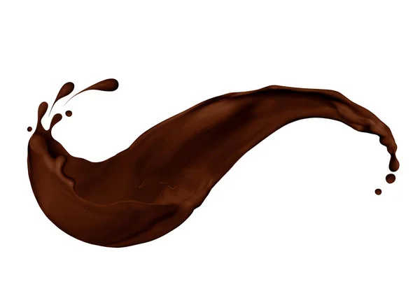 Splash de chocolate escuro quente isolado em um fundo branco — Fotografia de Stock