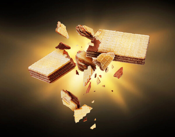Вафли, разбитые на куски в темноте
