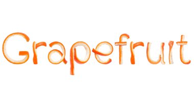 Kelime greyfurt kabuğu, beyaz arka plan üzerinde izole yapılır