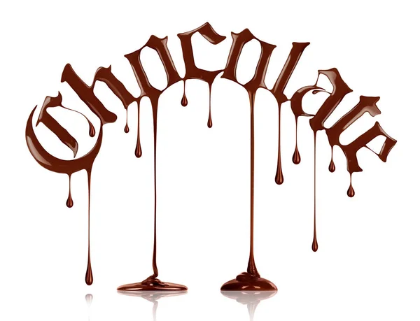 단어 초콜릿 녹은 초콜릿 고딕 스타일에서로 작성 된 — 스톡 사진
