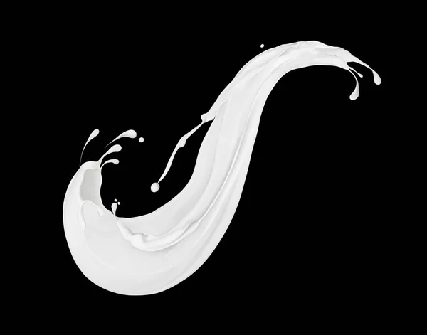 Su sıçramalarına beyaz boya veya siyah arka plan üzerine süt — Stok fotoğraf