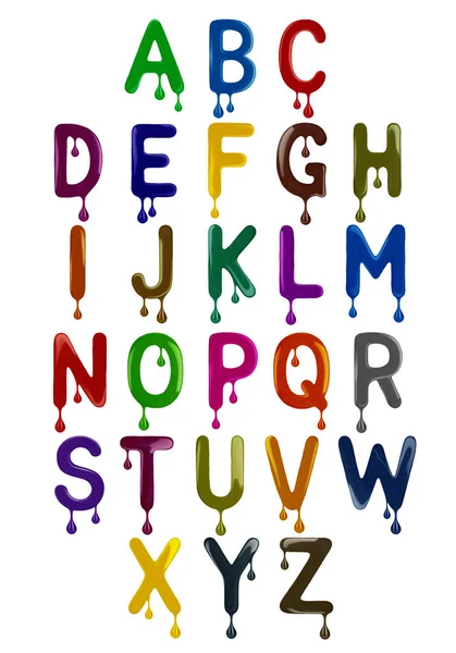 The Latin alphabet is made up of colorful letters with drops — Stock Photo, Image