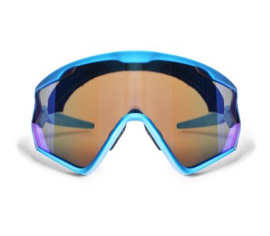 Beyaz arka planda teknolojik bisiklet gözlüğü