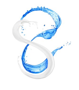 Beyaz arka planda süt ve tatlı su damlaları