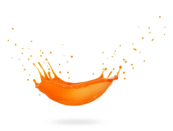 Всплески свежего апельсинового сока на белом фоне — стоковое фото