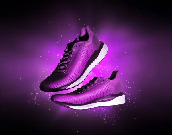Technological Running Shoes Flash Purple Light Dark — Stock Photo, Image