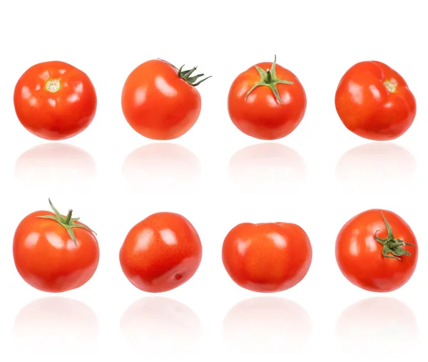 一组西红柿闭合在一起 被白色的背景隔开 — 图库照片