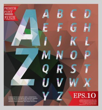 Yazı tipi düşük Poli ve arka plan tam renkli geometrik şekiller. Col