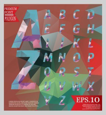 Yazı tipi düşük Poli tasarım stili alfabe çok renkli ve backgrou ayarla