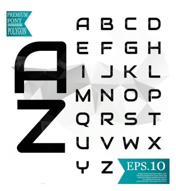 Çokgen alphabat vektör yazı tipi ve arka plan poligonal, soluk-